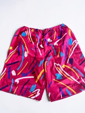 Vintage Handmade Pink Shorts 80s Pattern High Waist Summer Small